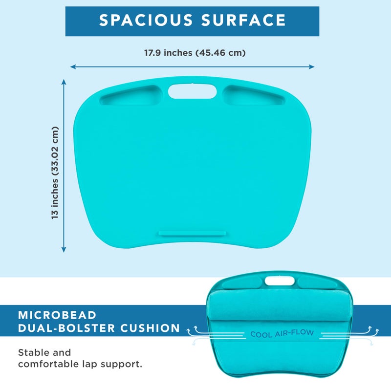 LAPGEAR MyDesk Lap Desk with Device Ledge and Phone Holder - Turquoise - Fits up to 15.6 Inch Laptops - Style No. 44449 - Image 5